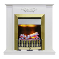 Каминокомплект Lumsden - Белый дуб с электроочагом Danville Antique Brass FB2