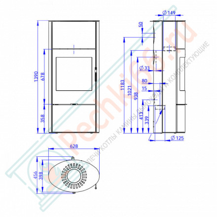 Печь-камин Ovalis Akum металл (Romotop)