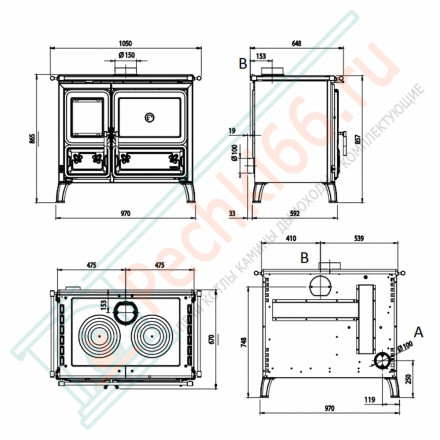 Печь с варочной поверхностью Milly, цвет белый (La Nordica)