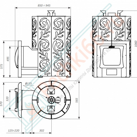 Печь для бани Violet World Steel Long Window Max Pro (Grill’D)
