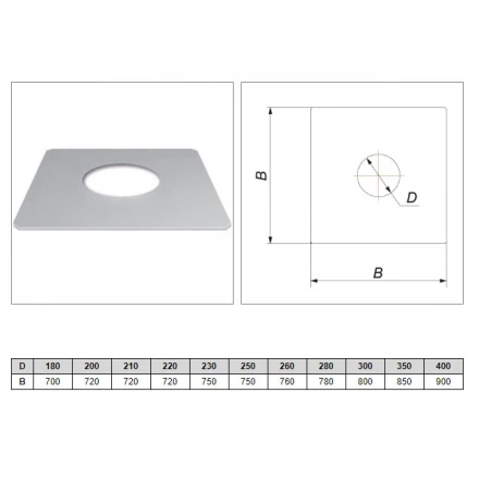 Фланец без изол 750х750 на трубу V50R (ОЦИНК-RAL/0,5) d-150/250 (Вулкан)