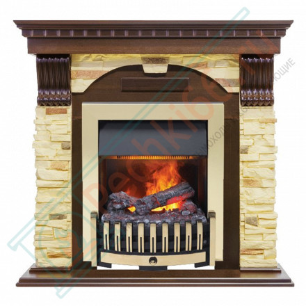 Электрокаминокомплект Dublin - Темный дуб / Сланец с очагом Danville Brass FB2