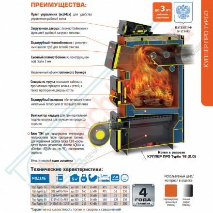 Отопительный котел Куппер ПРО Турбо 16 (Теплодар) 16 кВт