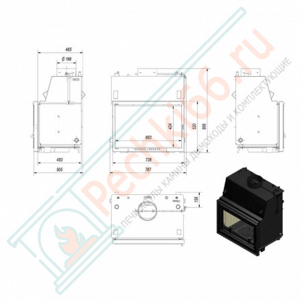 Стальная топка OLIWIA/PW/22/W/DECO (Kratki)