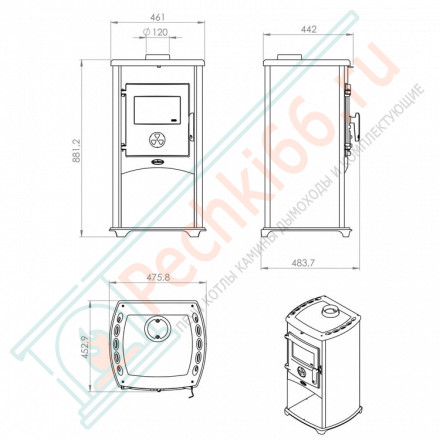 Печь-камин Nora черная (Tim Sistem) до 160м3