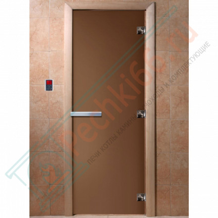 Дверь стеклянная для бани, бронза матовая 2100х800 (DoorWood)