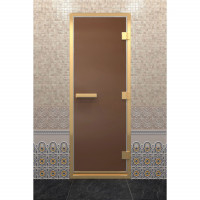 Стеклянная дверь для хамама в золотом профиле, бронза матовая 210х90 (по коробке) (DoorWood)
