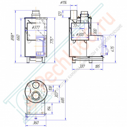 Печь с закрытой каменкой для бани Услада 20, под обкладку (Жара)