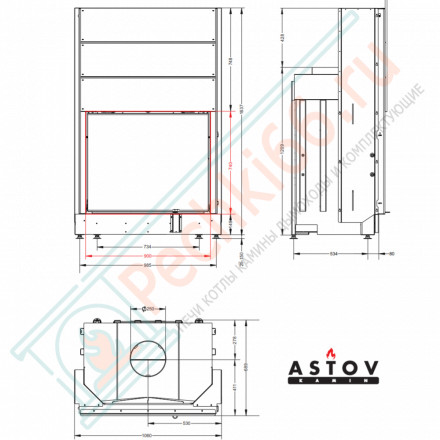 Каминная топка ПС 9074 У (Астов)