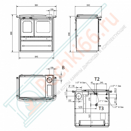Печь с варочной поверхностью TermoSovrana, цвет чёрный (La Nordica)