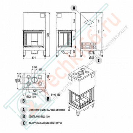 Каминная топка Plasma 75 dx Wood, Left (MCZ)