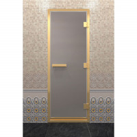 Стеклянная дверь для хамама в золотом профиле, сатин 180х70 (по коробке) (DoorWood)