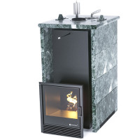 Печь для бани Геленджик в трёхстороннем кожухе из змеевика (ИзиСтим)