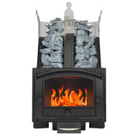 Банная печь Августа СТОУН с панорамным стеклом (Добросталь)