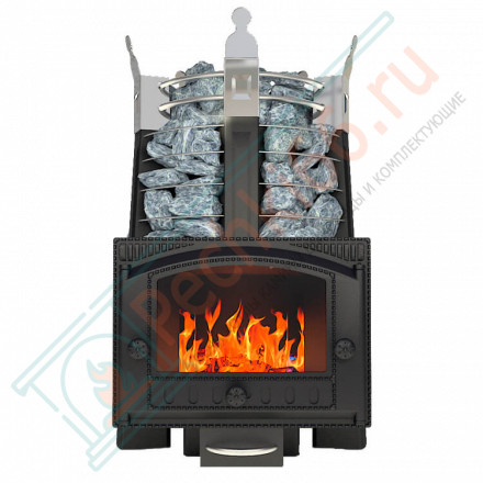 Банная печь Августа СТОУН с панорамным стеклом (Добросталь)