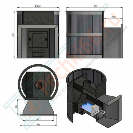 Печь газовая для бани ЛАВА 18 (Везувий) до 20 м3