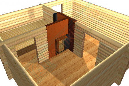 Печь для бани № 05, под обкладку, с баком 72 л (Тройка)