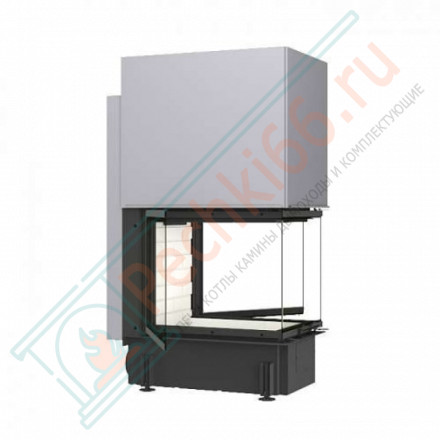 Топка Дельта 700 B три стекла подовое горение принтинг черный шамот (Экокамин)
