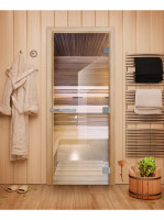 Дверь для бани и сауны Эталон, прозрачная 10мм, 200х80 см (по коробке) (DoorWood)