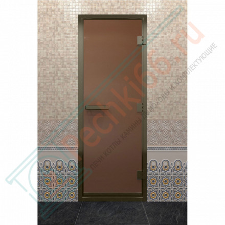 Дверь для хамама в бронзовом профиле, бронза матовая 200x90 (DoorWood)
