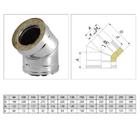 Отвод 45° V50R с изол (AISI-321/0,8-AISI-304/0,5) d-130/230 (Вулкан)