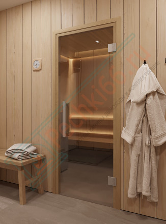 Стеклянная дверь для сауны и бани "Фаворит прозрачное бесцветное" 1900х700 по коробке (DoorWood)