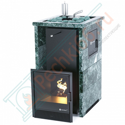 Печь для бани Сочи-M2 в трёхстороннем кожухе с открытым верхом из змеевика (ИзиСтим)