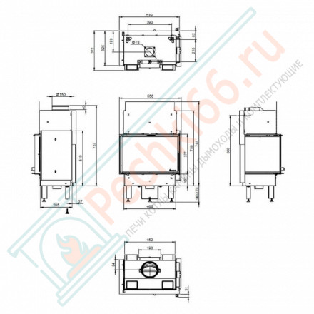 Каминная топка N-20A правое открывание, цвет - хром (Nordpies)
