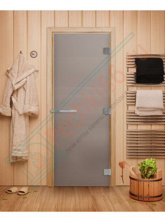 Дверь для бани и сауны Эталон Лайт, сатин, 190х70 см, стекло 8мм (DoorWood)