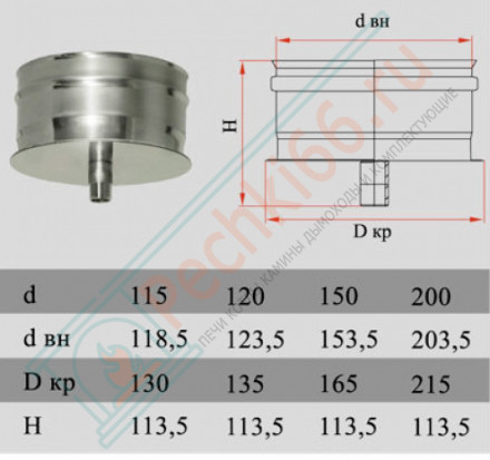 Конденсатосборник на трубу без изол (НЕРЖ-321/0,5) d-130 (Дымок-Lux)