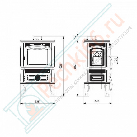 Чугунная печь-камин MAGMA COOK, SIDE DOOR (Ferguss) до 250 м3