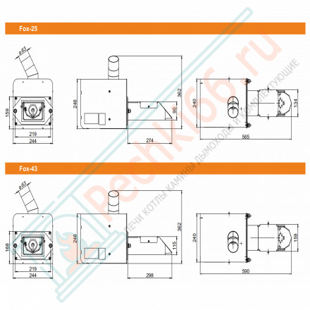 Пеллетная горелка Fox 43 с бункером 800 л (Zota)