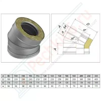 Отвод 30° V50R с изол (AISI-321/0,5-ОЦИНК-RAL/0,5) d-160/260 (Вулкан)