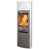 Печь-камин 790K Style, цвет белый с серой топкой и металлической дверцей (Contura)
