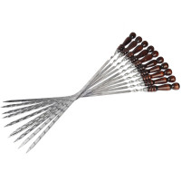 Набор шампуров L=55 см, с деревянной ручкой, 10 шт