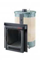 Дровяная банная печь ОПТИМА "Окаменевшее дерево перенесённый рисунок + Змеевик" (Ферингер)