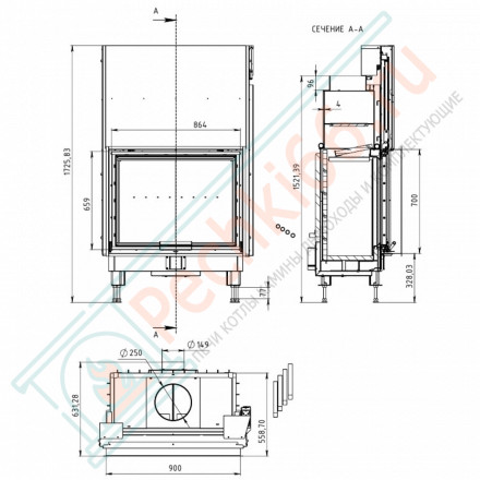 Каминная топка Fenix 900B (Мета-Бел) 11 кВт