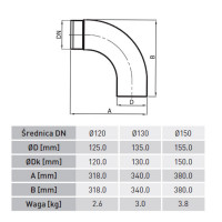 Колено 90° черное, бесшовное d-130 (Darco)