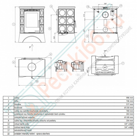Керамическая печь Helvetia KP, металлический цоколь, Т/О 6.9 кВт, 2-цвета (ABX)