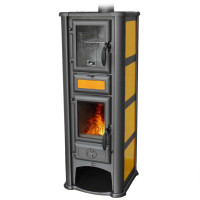 Печь-камин Lederata Plus оранжевая (Tim Sistem) до 180 м3