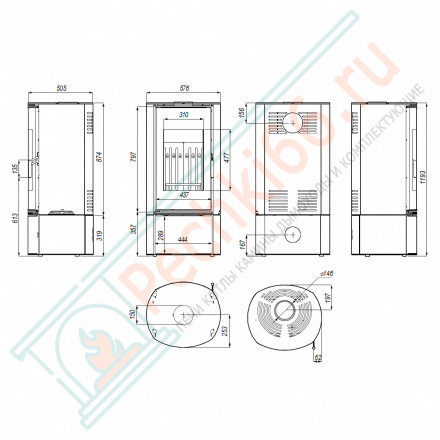 Печь-камин Orbis, красная сталь (Defro-Home) 9кВт