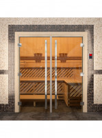 Дверь для бани и сауны Престиж двойная, бронза, 2000х1530 по коробке (DoorWood)