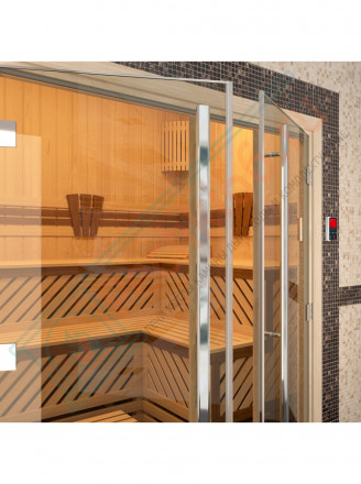 Дверь для бани и сауны Престиж двойная, бронза, 2000х1530 по коробке (DoorWood)