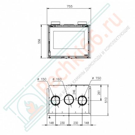 Каминная топка INSERTO 70 CRYSTAL ANGOLO, стекло справа (La Nordica)
