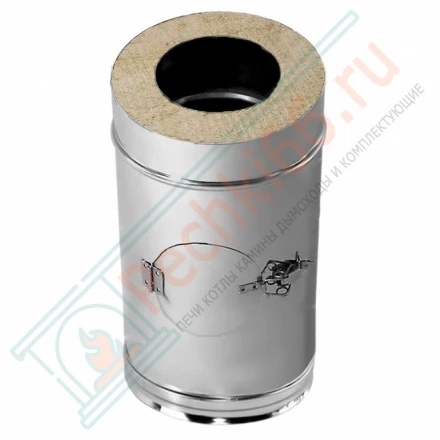 Труба V50R с лючком ревизии с изол L=500 (AISI-321/0,8-AISI-304/0,5) d-160/260 (Вулкан)