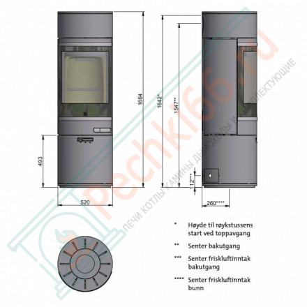 Печь-камин Scan 85-8 Low Top/High Base, вермикулитовые плиты, BP (Scan)