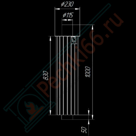 Дымоход - конвектор Окаменевшее дерево перенесённый рисунок, d-115, L=1000 мм (Feringer)