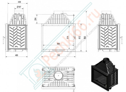 Чугунная топка Amelia Deco (Kratki)