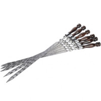 Набор широких шампуров для люля кебаб L=60 см, с деревянной ручкой, 6 шт