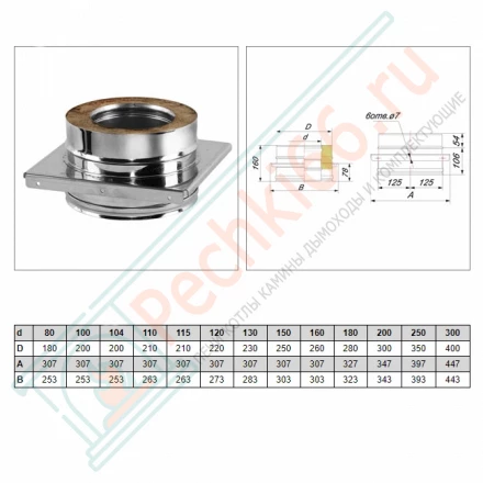 Опора V50R с изол (AISI-321/0,8- AISI-304/0,5) d-200/300 (Вулкан)
